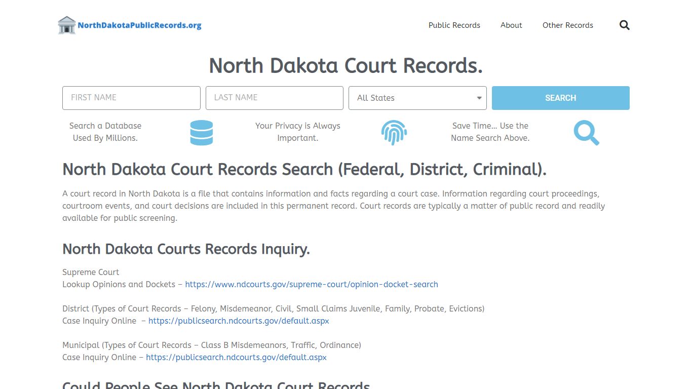 North Dakota Court Records: NorthDakotaPublicRecords.org